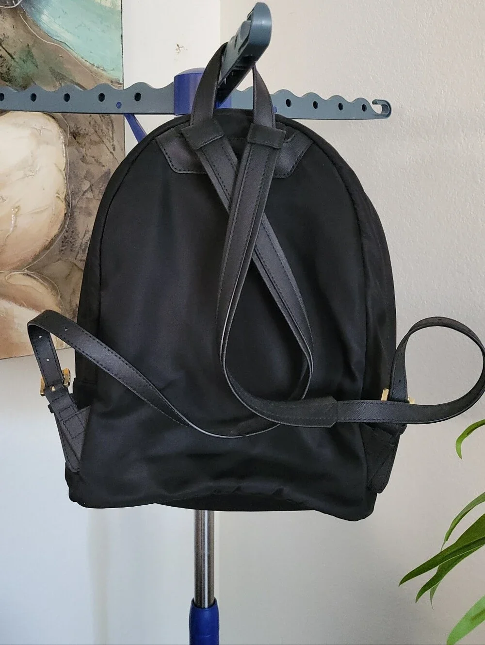 Michael Kors Black Nylon Backpack with Gold Accents
